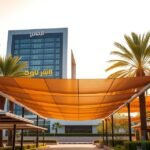 عمال يقومون بتركيب سواتر في حديقة منزلية بمكة